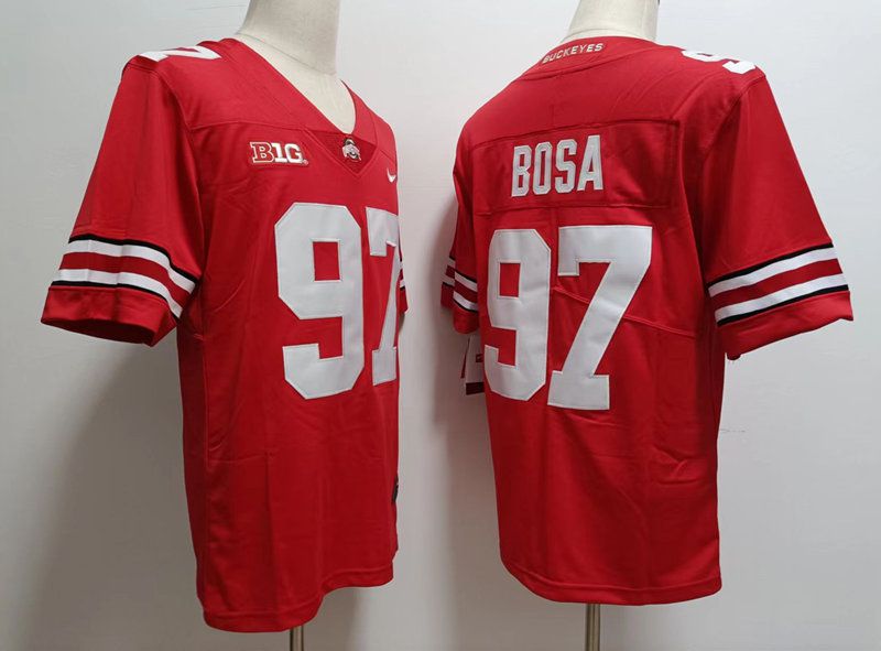 Men Ohio State Buckeyes #97 Bosa Red Nike 2025 NCAA Jersey